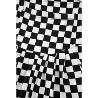 Black Checkered Print Pocketed Wide Leg Jumpsuit - S thumbnail