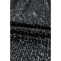 Black Sequined Tube Top Waist Knot Wide Leg Jumpsuit - XL thumbnail