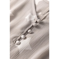 Gray Star Print Crinkle Textured Kimono Ruffle Sleeve Romper - S thumbnail