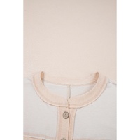 Beige Half Placket Chest Pockets Short Sleeve Wide Leg Jumpsuit - L thumbnail