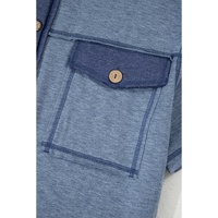 Beau Blue Half Placket Chest Pockets Short Sleeve Wide Leg Jumpsuit - L thumbnail