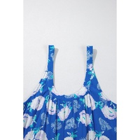 Blue Floral Print Wide Leg Sleeveless Jumpsuit - S thumbnail