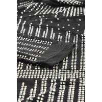 Black Rhinestone Sheer Mesh Long Sleeve Bodysuit - M thumbnail
