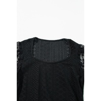 Black Frenchy Contrast Lace Bishop Sleeve Bodysuit - L thumbnail