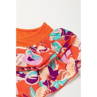 Orange Ribbed Knit Tiered Ruffled Sleeve Bodysuit - XL thumbnail