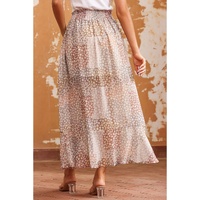 Azura Exchange Flower Print Maxi Skirt with Smocked Waist and Button Slit - M thumbnail
