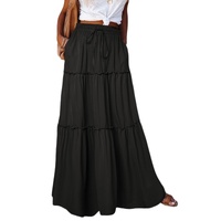 Azura Exchange Tiered Drawstring Waist Maxi Skirt - L thumbnail