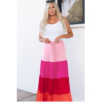 Azura Exchange Tiered Drawstring Maxi Skirt - L thumbnail