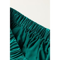 Blackish Green Satin Elastic Waist Pleated Maxi Skirt - XL thumbnail