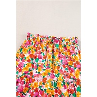 Yellow Boho Floral Print Tiered Long Skirt - XL thumbnail