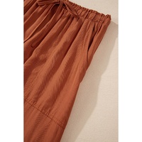 Chestnut Mineral Wash Cargo Pocket Drawstring Waist Maxi Skirt - M thumbnail