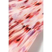 Pink Abstract Watercolor Tie Dye Tiered Maxi Skirt - XL thumbnail