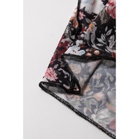 Brown Floral Print High Waist Maxi Skirt - L thumbnail