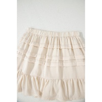 Beige Tiered Ruffled Hemline Elastic Waist Mini Skirt - XL thumbnail