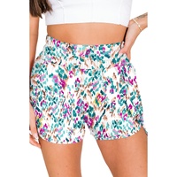 Light Blue Leopard High Waisted Athletic Shorts - M thumbnail