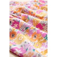Pink Boho Floral Shirred High Waist Casual Shorts - L thumbnail