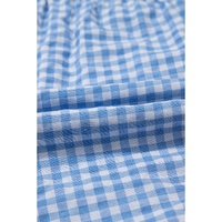 blue Red Plaid Gingham Printed High Waist Shorts - L thumbnail