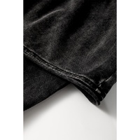Black Mineral Wash French Terry High Waist Casual Shorts - L thumbnail