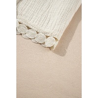 Apricot Textured Frilled Knotted High Waist Lace Hem Shorts - M thumbnail