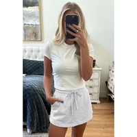 Light Grey French Terry Drawstring Mini Skort with Pockets - XL thumbnail
