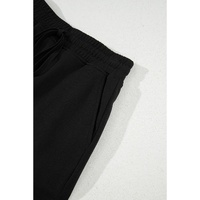 Black French Terry Drawstring Mini Skort with Pockets - M thumbnail