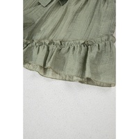 Laurel Green Textured Tie Waist Ruffle Hem Shorts - S thumbnail