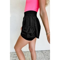 Black Elastic High Waist Pocketed Casual Shorts - M thumbnail