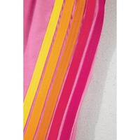 Bonbon Color Block Stripes Elastic High Waist Active Shorts - L thumbnail