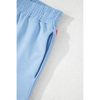 Beau Blue Color Block Stripes Elastic High Waist Active Shorts - M thumbnail