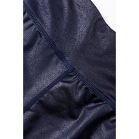 Navy Blue Crossed Dip Waist Sleek Leather Leggings - XL thumbnail