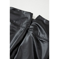 Black Faux Leather Zipped Detail Leggings - L thumbnail