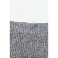 Gray Wide Waistband Ribbed Textured Knit Leggings - L thumbnail