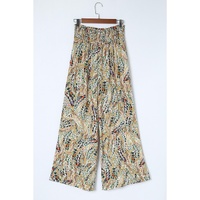 Azura Exchange Floral Print Shirred High Waist Wide Leg Pants - L thumbnail