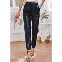 Black Elastic Waist Pocketed Pebble Joggers - M thumbnail