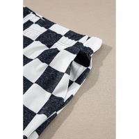Black Checkerboard High Rise Casual Flared Pants - S thumbnail
