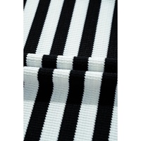 Black Stripe Lace-up Waist Casual Flared Pants - L thumbnail