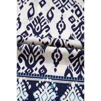 Blue Boho Pattern Print High Waist Wide Leg Loose Pants - L thumbnail