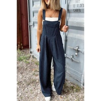 Sail Blue Plaid Print Buttoned Pocketed High Waist Overall - M thumbnail