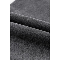 Black Raw Edge Side Slits Buttoned Midi Denim Skirt - L thumbnail
