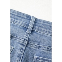 Beau Blue Shimmer Heart Pattern Distressed Denim Mini Skirt - L thumbnail