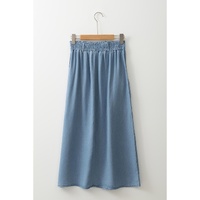 Beau Blue Buttoned Front High Waist Side Pockets Denim Maxi Skirt - L thumbnail