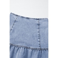 Beau Blue Asymmetric Ruffle Overlay Denim Mini Skirt - L thumbnail