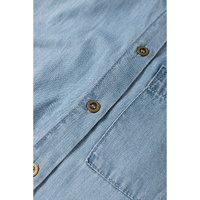 Dusk Blue Folded Short Sleeve Patched Pocket Denim Shirt - M thumbnail