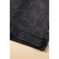 Black Vintage Washed Frilled High Waist Denim Shorts - 14 US thumbnail