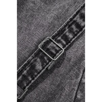 Dark Grey Light Wash Frayed Exposed Seam Wide Leg Denim Overall - L thumbnail