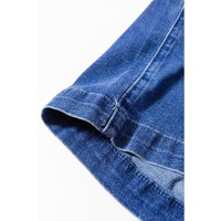 Prussian Blue Mineral Wash Knotted Strap Patched Pocket Wide Leg Denim Overalls - L thumbnail