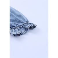 Sky Blue Buttoned Denim Bodycon Mini Dress - XL thumbnail