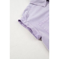 Orchid Petal Short Sleeve Double Chest Pocket Denim Shirt Dress - S thumbnail