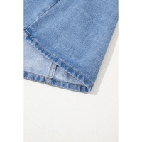 Beau Blue Wide Strap Button Front Pocketed Denim Mini Dress - XL thumbnail