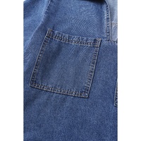 Blue Short Sleeve Collared Patched Pocket Denim Mini Dress - L thumbnail